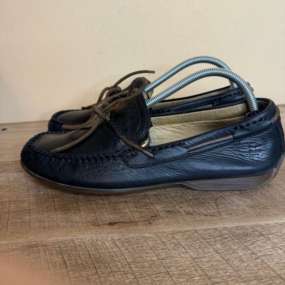 Frye Lewis Tie Leather Loafers black Shoe Mens Size 9 Slip On - Picture 1 of 7